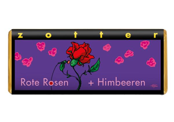 Zotter Schokolade Rote Rosen + Himbeeren